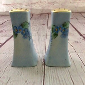 Vintage Noritake Nippon Hand Painted Blue Floral Salt and Pepper Shaker Pair